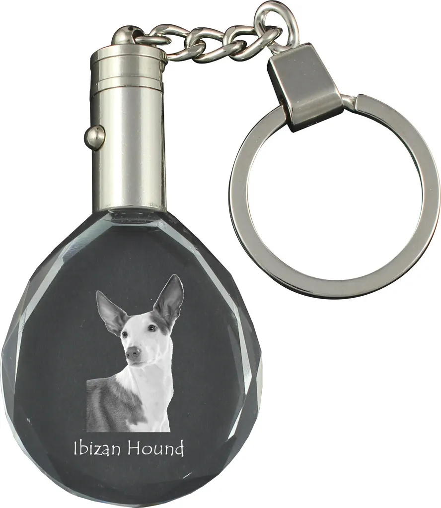 Regalo Unico Podenco Ibicenco Art-Dog Ciondolo Cristallo Personalizzato - 1
