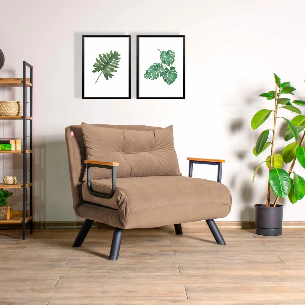 Canapé-lit 1 place Hanah Home Sando, fauteuil convertible en métal marron