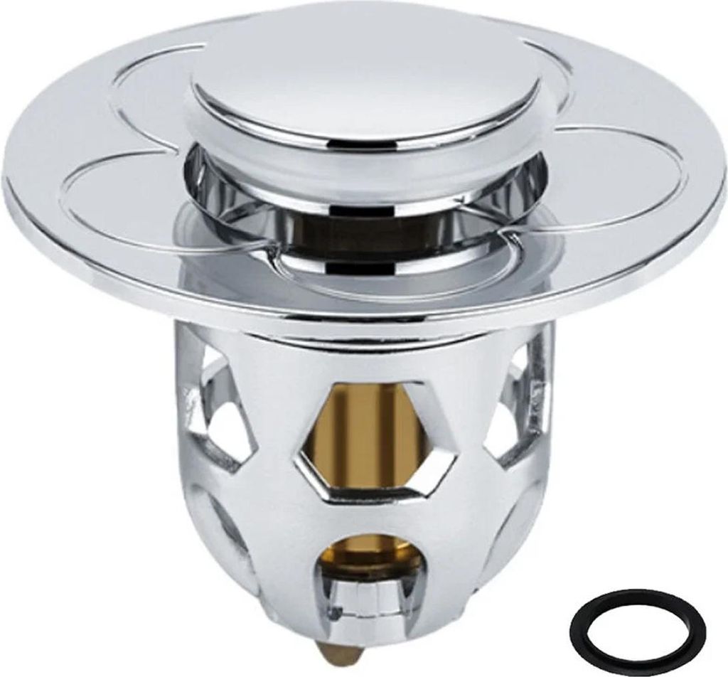 Pop-up-Spülbeckenstöpsel aus Edelstahl, universeller Abflussstopfen für Arbeitsplatten, Waschbecken und Badezimmer.