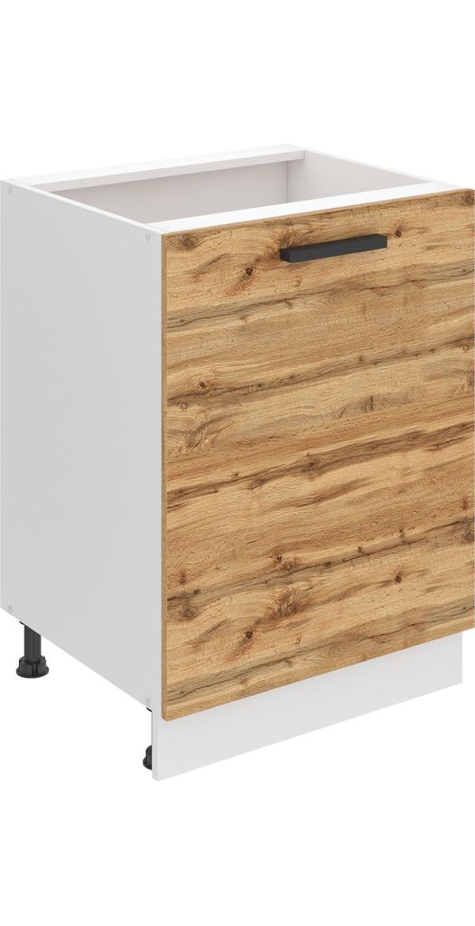 Belini Unterschrank Küche, Küchenunterschrank 60 cm Breite. SD Küchenunterschrank ohne Arbeitsplatte. Küchenschrank mit 1 Tür, Wotan-Eiche