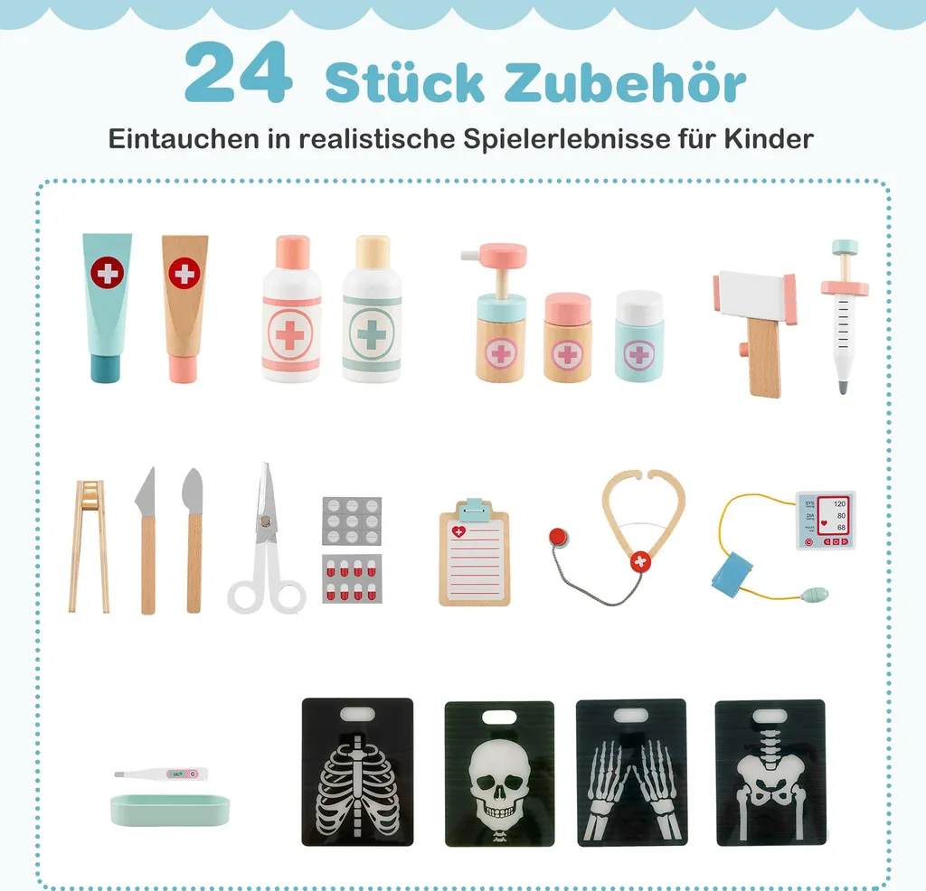 Jeu de Docteur Enfant Bleu : Station Médicale Interactive 24 Accessoires - 6