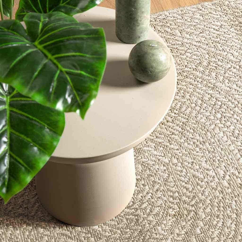 vidaXL Teppich ZIZUR Creme 120x120 cm Jute-Optik Indoor und Outdoor
