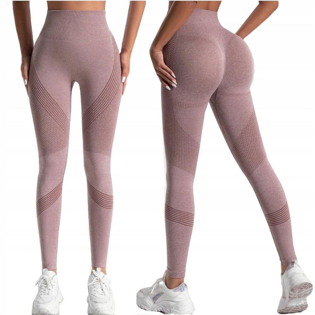 Leggings - Damen - Hoch geschnitten - Sportliche Leggings - Fitness-Leggings - Push-Up - Rosa - M