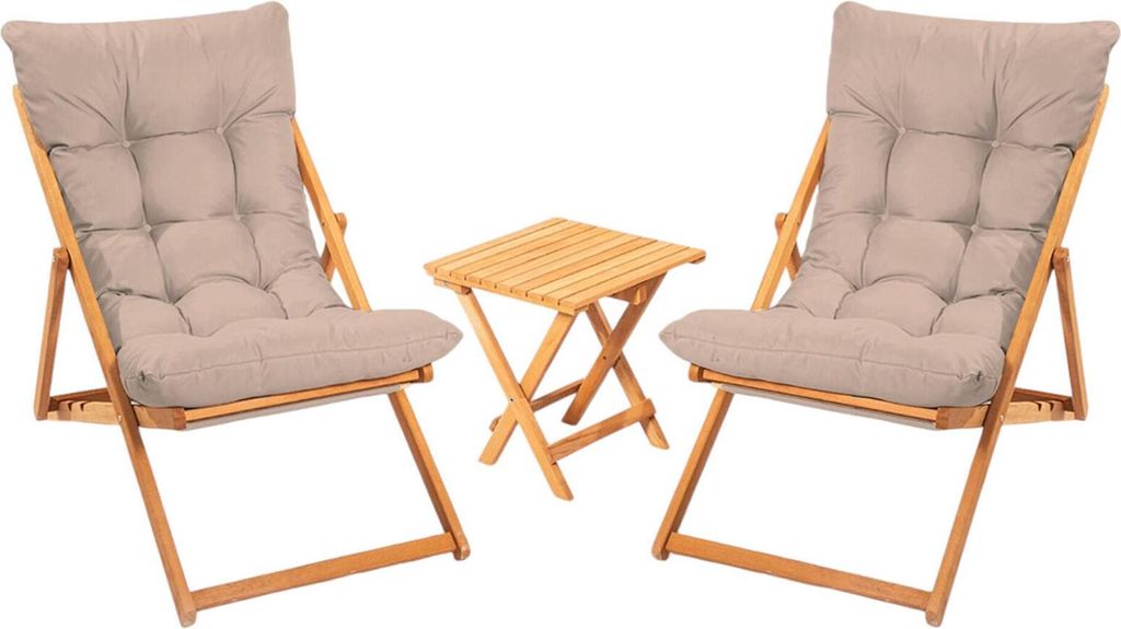 Dmora Outdoor-Sitzgruppe Leni Braun, 2-Sitzer mit Tisch