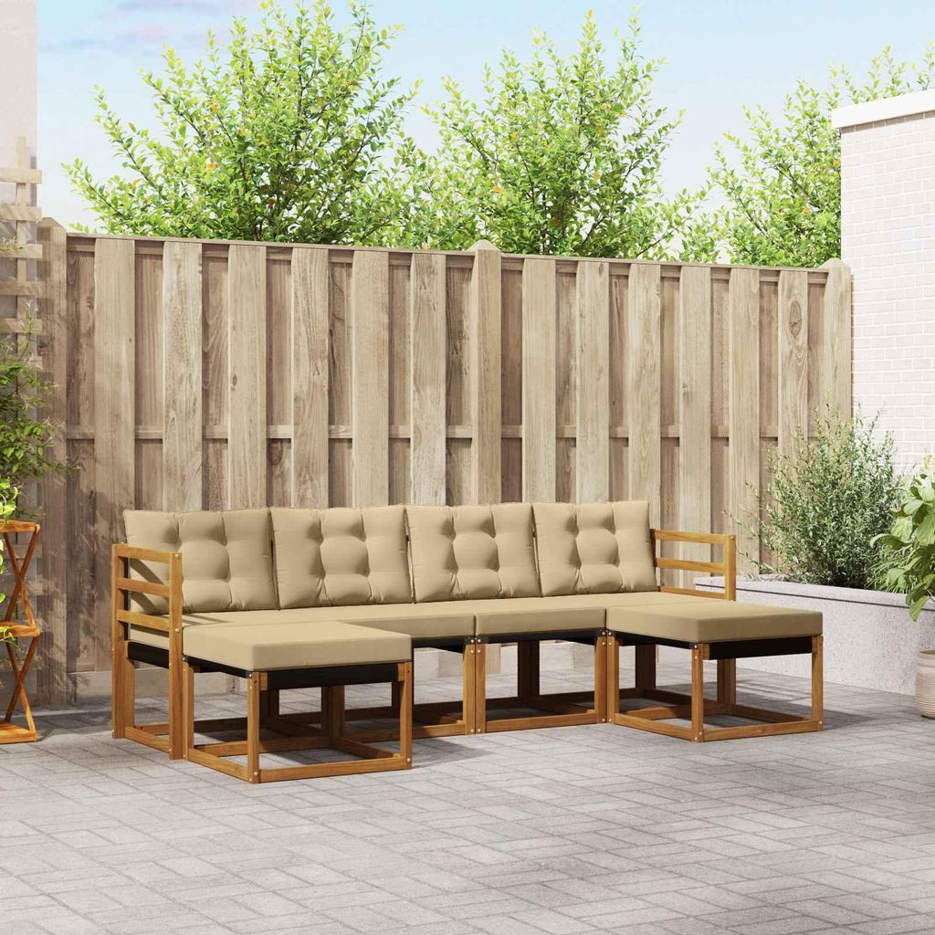 "Neues Produkt" Outdoor-Sofagarnitur ANTI-UV - CLORIS - mit Kissen - 6 pcs - Natur und Beige - Modern Gartensofas V529