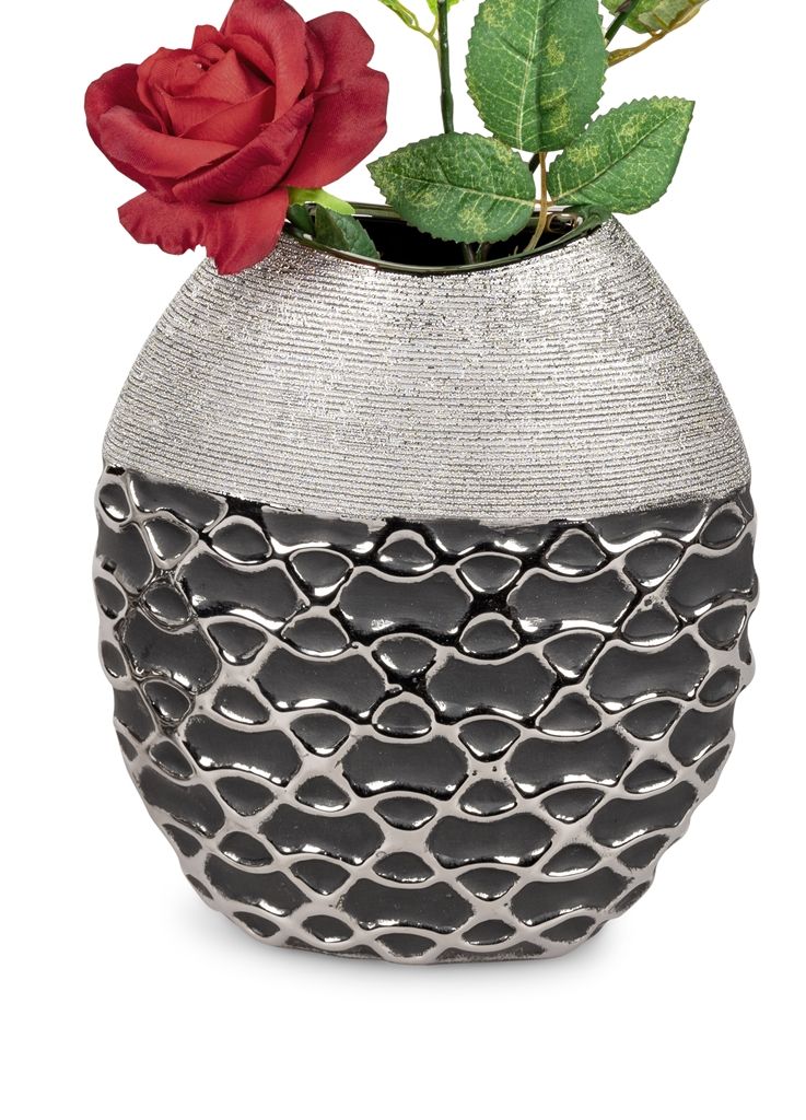 1 Stück Vase 20cm Serie Premium Black mit silber schwarzer Oberfläche