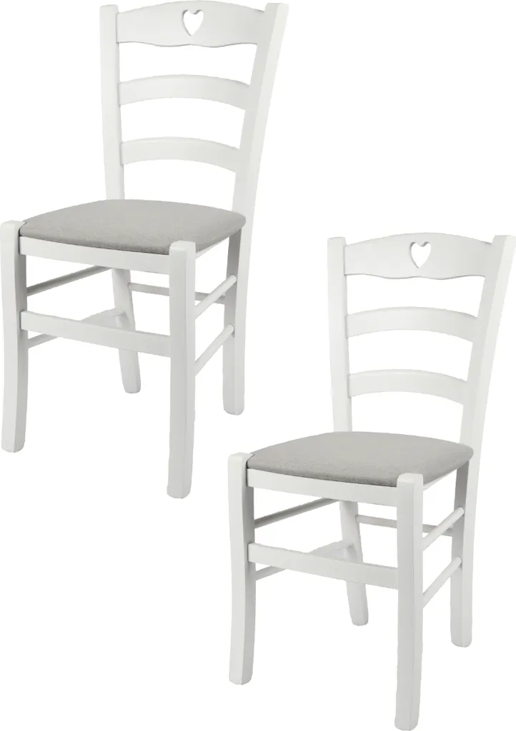 Set 2 Sedie Sala da Pranzo Cuore Tommychairs Bianco e Grigio | Comfort Casa