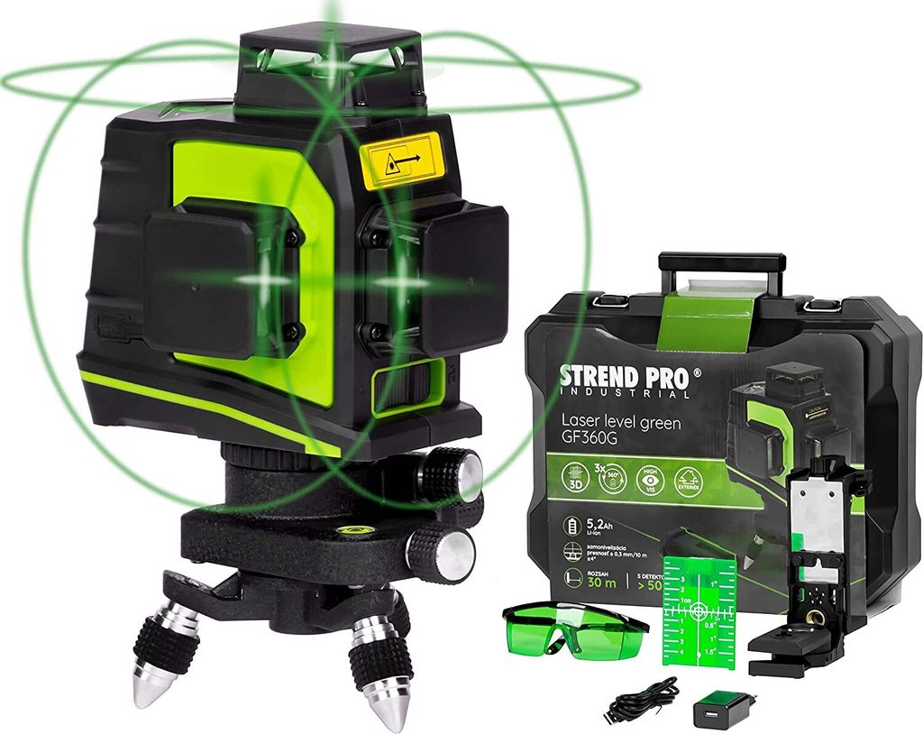 Křížový laser zelený 3 x 360 stupňů | rotační samonivelační Obrázek produktu 