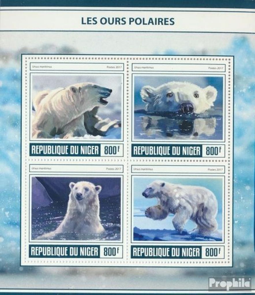Briefmarken Niger 2017 Mi 5047-5050 Kleinbogen (kompl. Ausg.) postfrisch Eisbären
