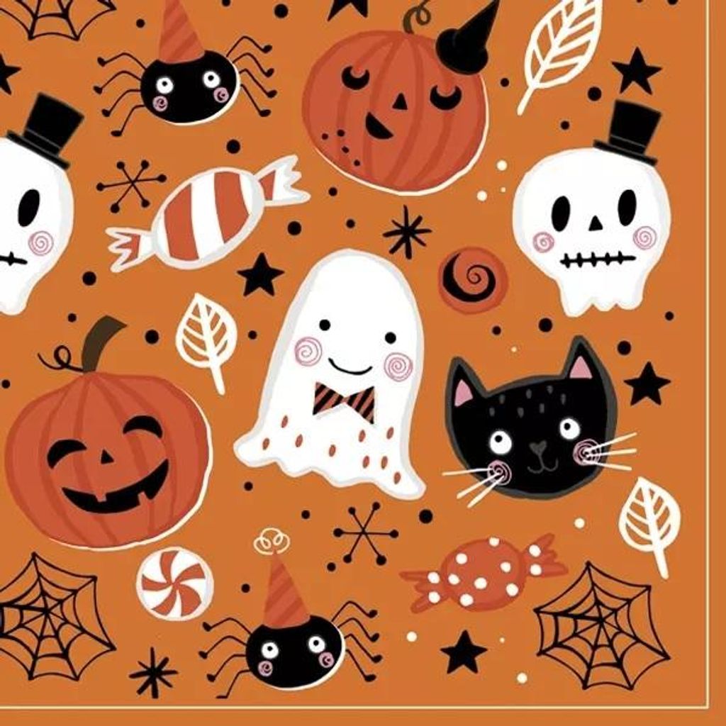 HALLOWEEN Servietten Kürbis Geist Spinne 33x33cm 20St.