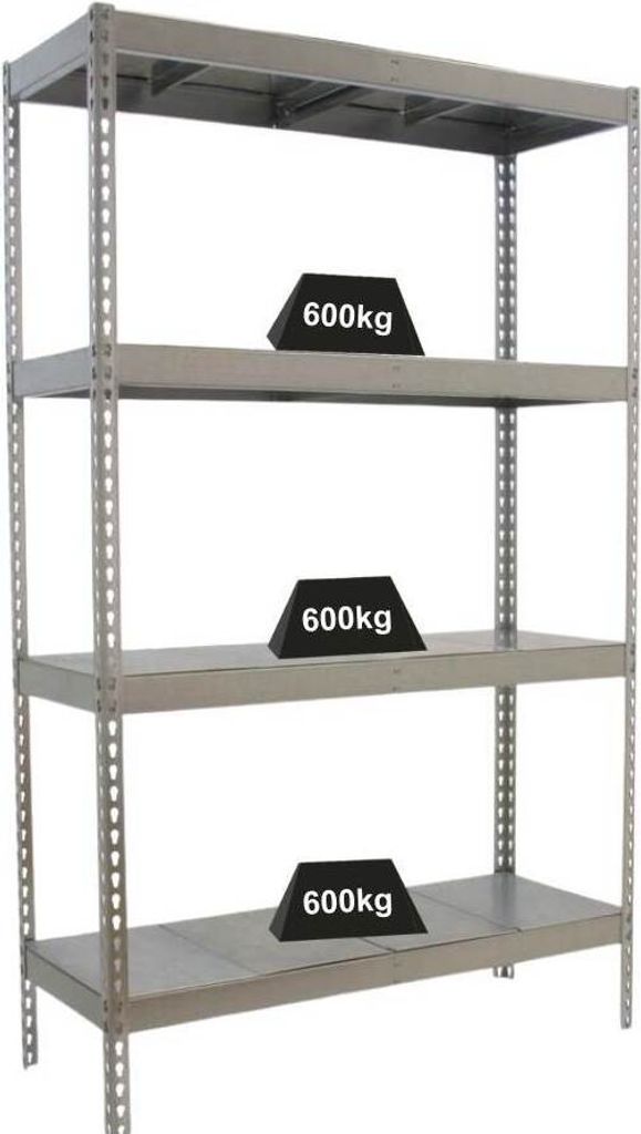 PROREGAL Schwerlastregal METAL BEAST FOUR | HxBxT 200x180x90cm | Fachlast 600kg | Verzinkt