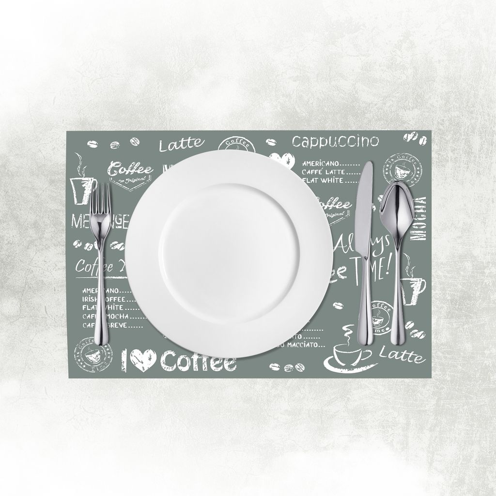 Airlaid Tischset Coffee Time in Anthrazit, 40 x 30 cm, 100 Stück - Mank - Unterlage Platzdeckchen