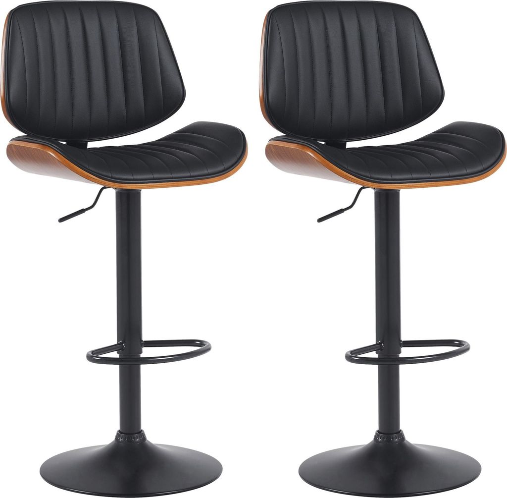 2er Set Barhocker Clawson Kunstleder schwarz - walnuss/schwarz
