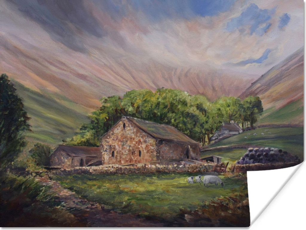 MuchoWow Poster Ölgemälde Bauernhof 40x30 cm - Plakate für die Wände - Poster Wohnzimmer