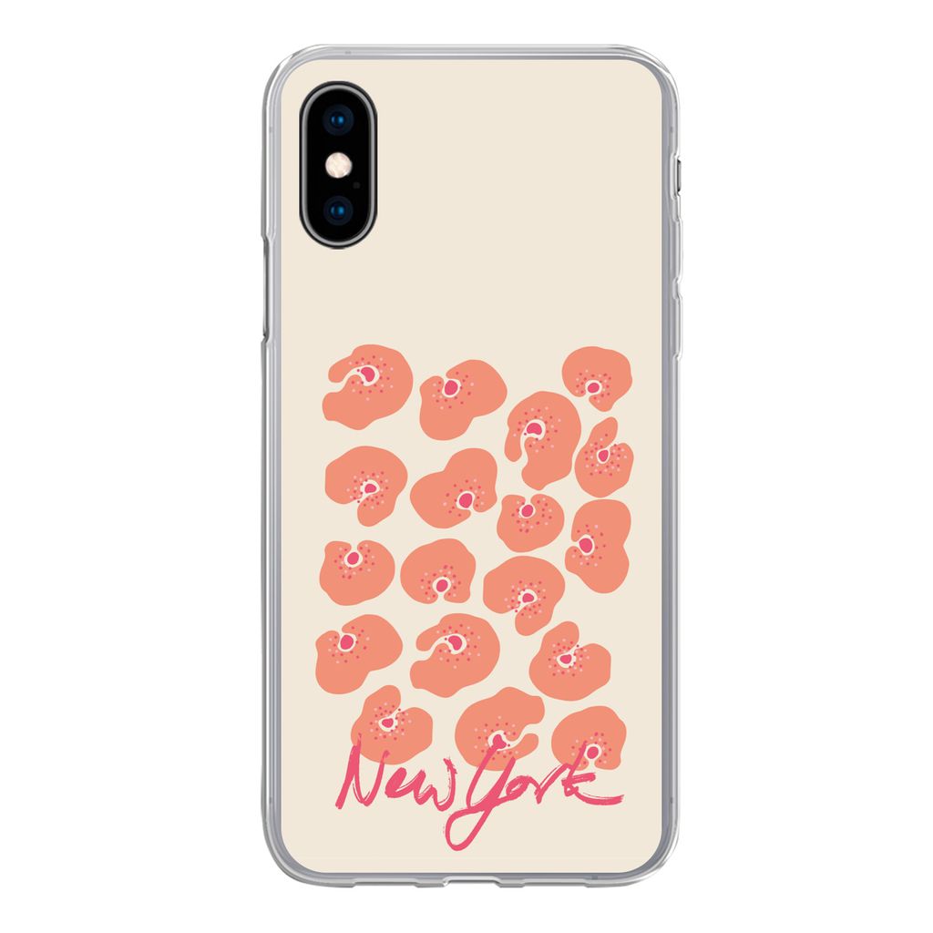 MuchoWow Handyhülle Schutzhülle Hülle für iPhone X Blume - Abstrakt - New York Silikon Softcase Handy Hülle - Handyhülle