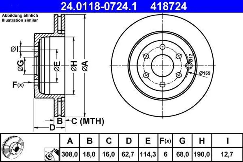 Disque de frein pour Nissan Pathfinder ATE 24.0118-0724.1 sécurité