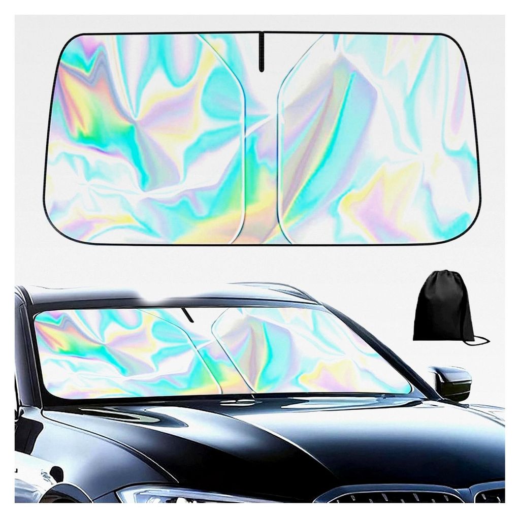Sonnenschutz für Auto Frontscheibe 145×80 cm, geeignet für die meisten Autos und SUVs, selbsthaftend, UV- und Hitzeschutz, faltbar (L)