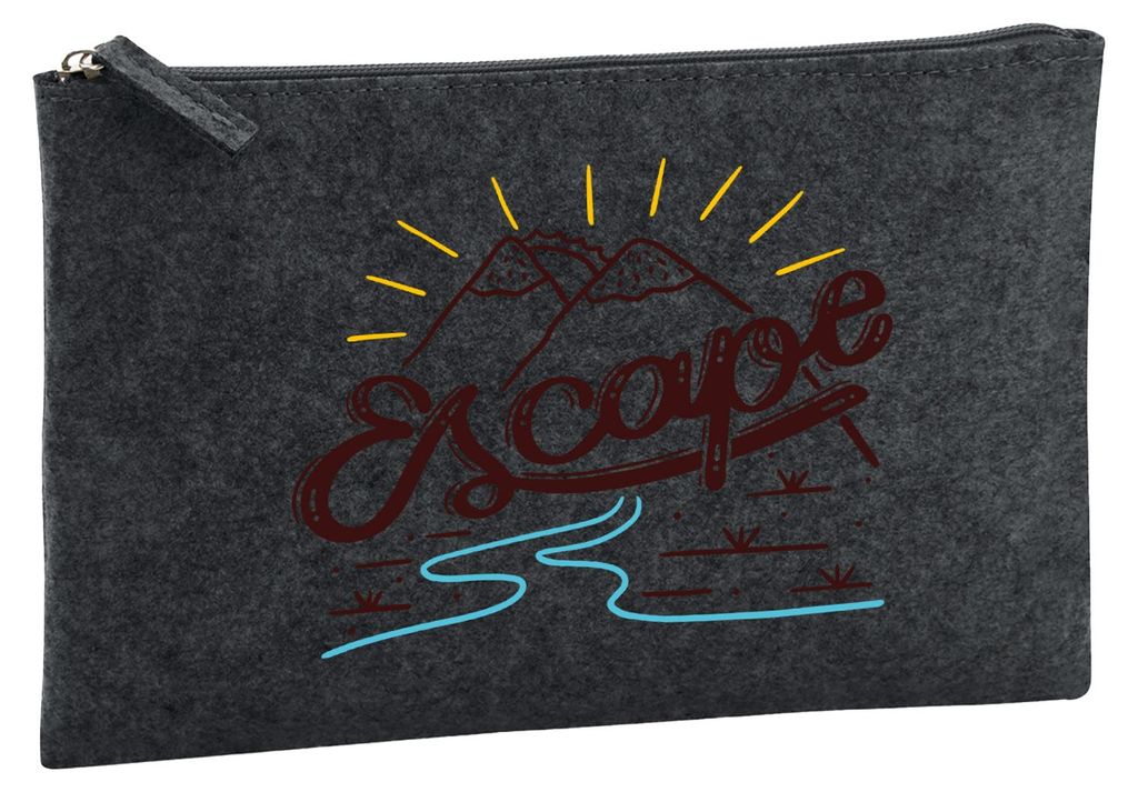 Huuraa Kulturbeutel Escape Berge 1 Liter Charcoal Filz Kosmetiktasche Geschenkidee