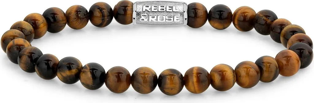 Bracelet en pierres naturelles marrons et fermoir acier inoxydable