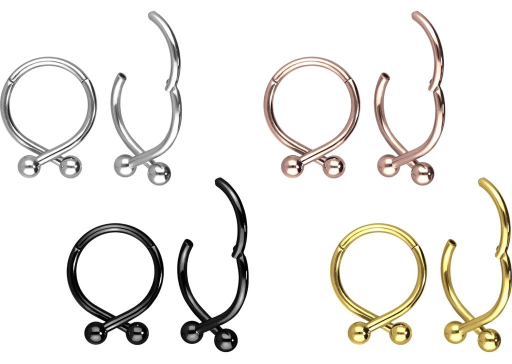 Ohrpiercing, Nasenpiercing, Septum Piercing Chirurgenstahl Segmentring Clicker 2 KUGELN RoséGold Innendurchmesser: 8 mm