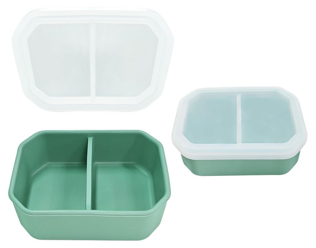 Wiederverwendbarer, auslaufsicherer Silikon-Lebensmittelbehälter mit 2 Fächern, Bento-Stil, für Kinder, langlebig, bruchfest und spülmaschinenf...