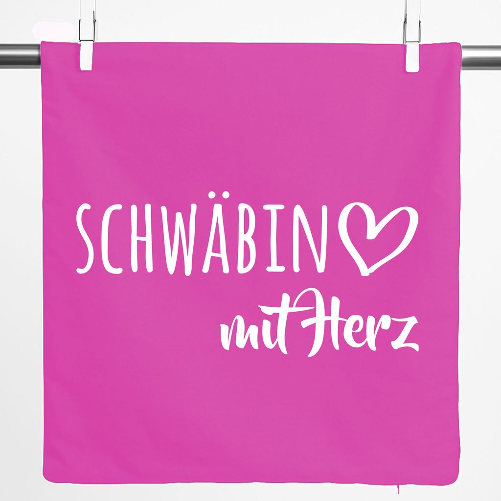 Huuraa Kissenbezug Schwäbin mit Herz 40x40cm Fuchsia Baumwolle Dekokissenbezug Geschenkidee