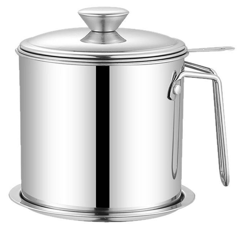 Ölfilterbehälter aus Edelstahl mit feinem Sieb, 1,4/1,8 l Fassungsvermögen, großer Küchenölkrug zum Braten und Kochen, rostbeständig, hitzeb...