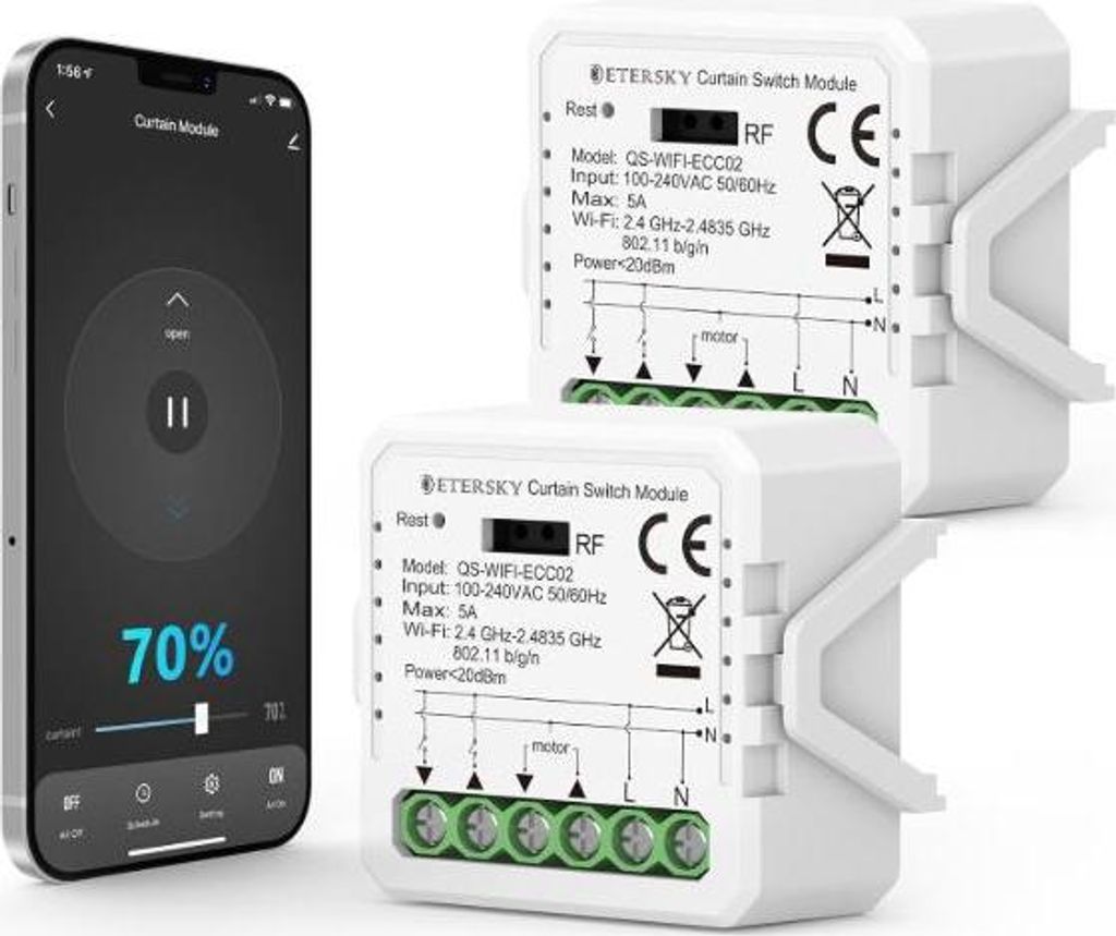 2x Etersky  Rolladensteuerung, QS-wifi-ECC02 , kompatibel Produktbild 