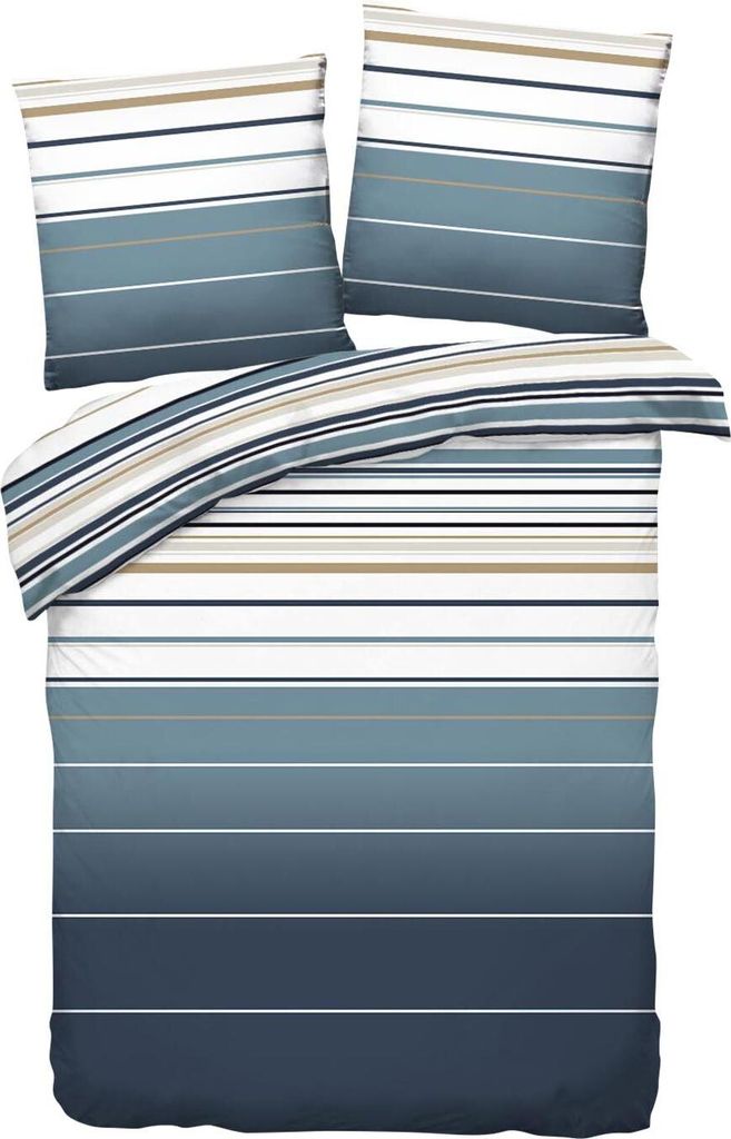 Traumschlaf Mako-Satin Bettwäsche Girona blau 200x200 cm + 2x 80x80 cm