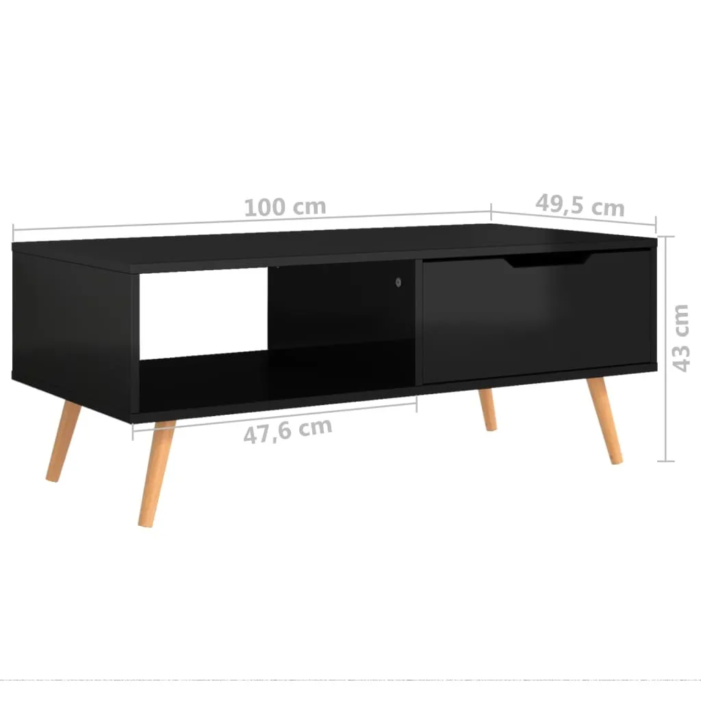 Tavolino Basso Nero Lucido 100x49,5x43 cm - Solido e Facile da Pulire - 8