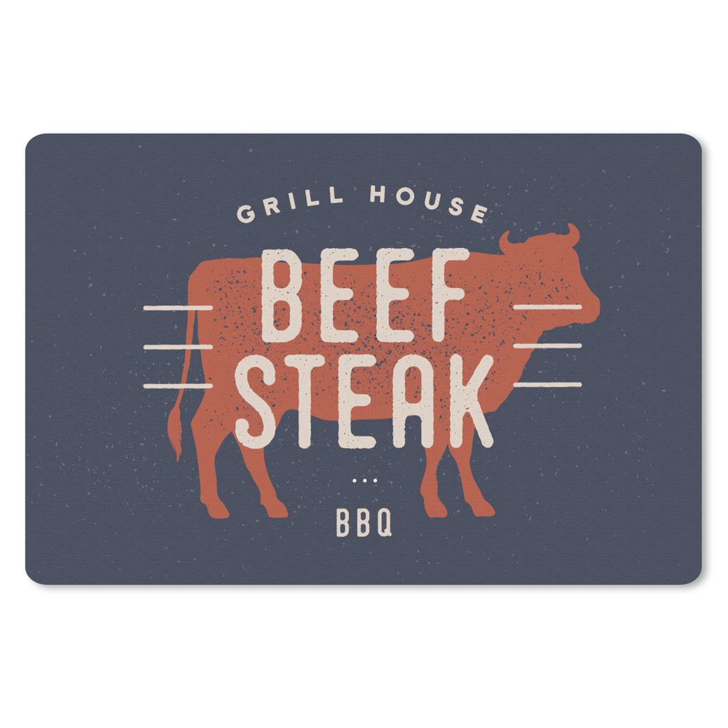 MuchoWow Schreibtischunterlage Mancave - Steak - BBQ 60x40 cm - XXL Mauspad - Großes Mauspad