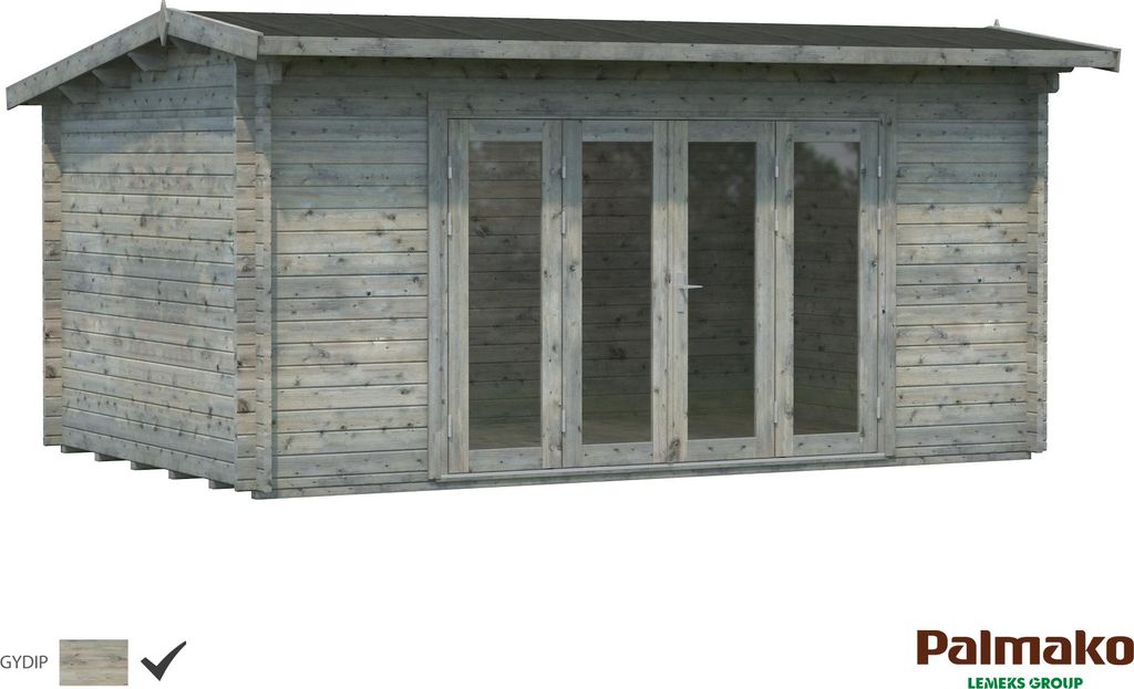 Palmako Gartenhaus Ines 13,7 m² - 44 mm Grau tauchimprägniert