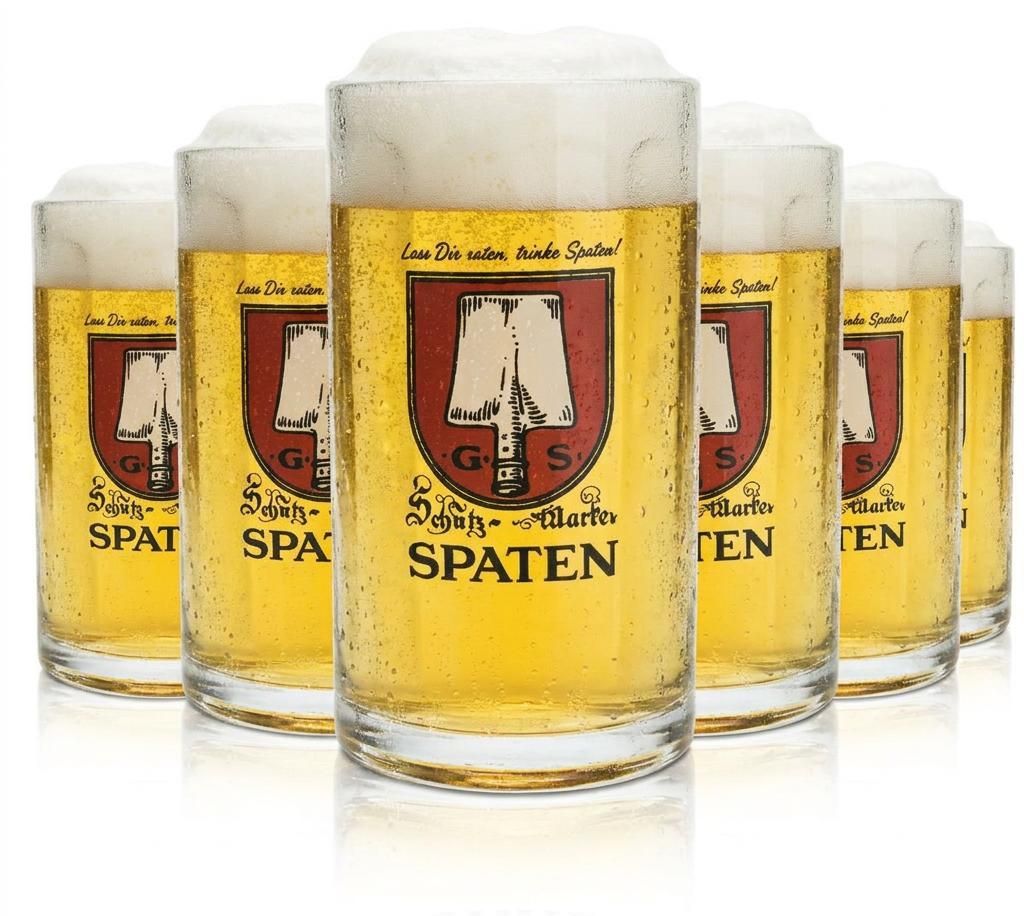6x Spaten Bierglas 0,5l Bierkrug Gläser Brauerei Bayern Produktbild  KI-generiertes Bild