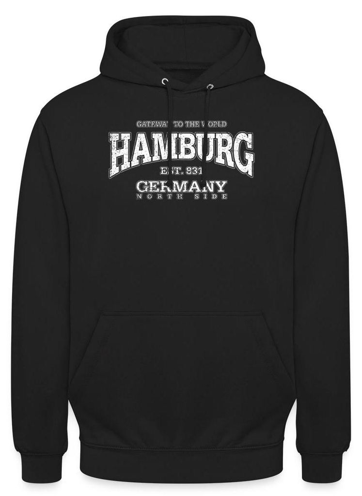 Spreadshirt Hamburg Deutschland Seit 831 Uni Hoodie, S, Schwarz