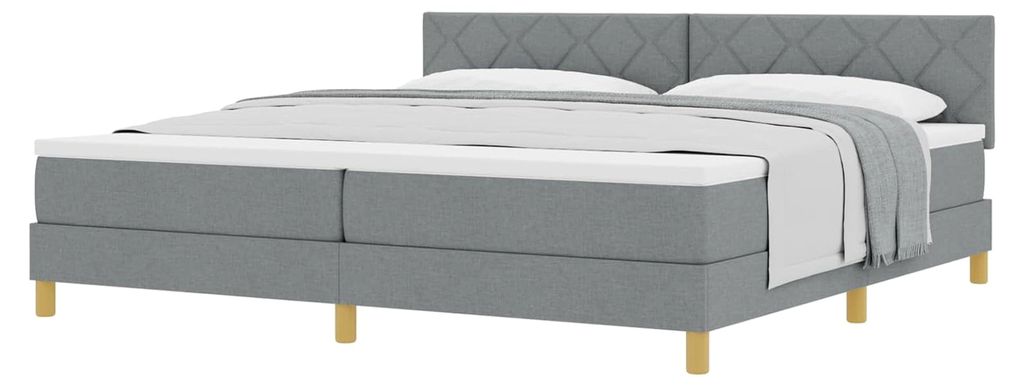 Boxspringbett Kaiserbett 200x200 cm - Modernes Design, Hellgrau, Stoff & Holzwerkstoff, für entspannten Schlaf