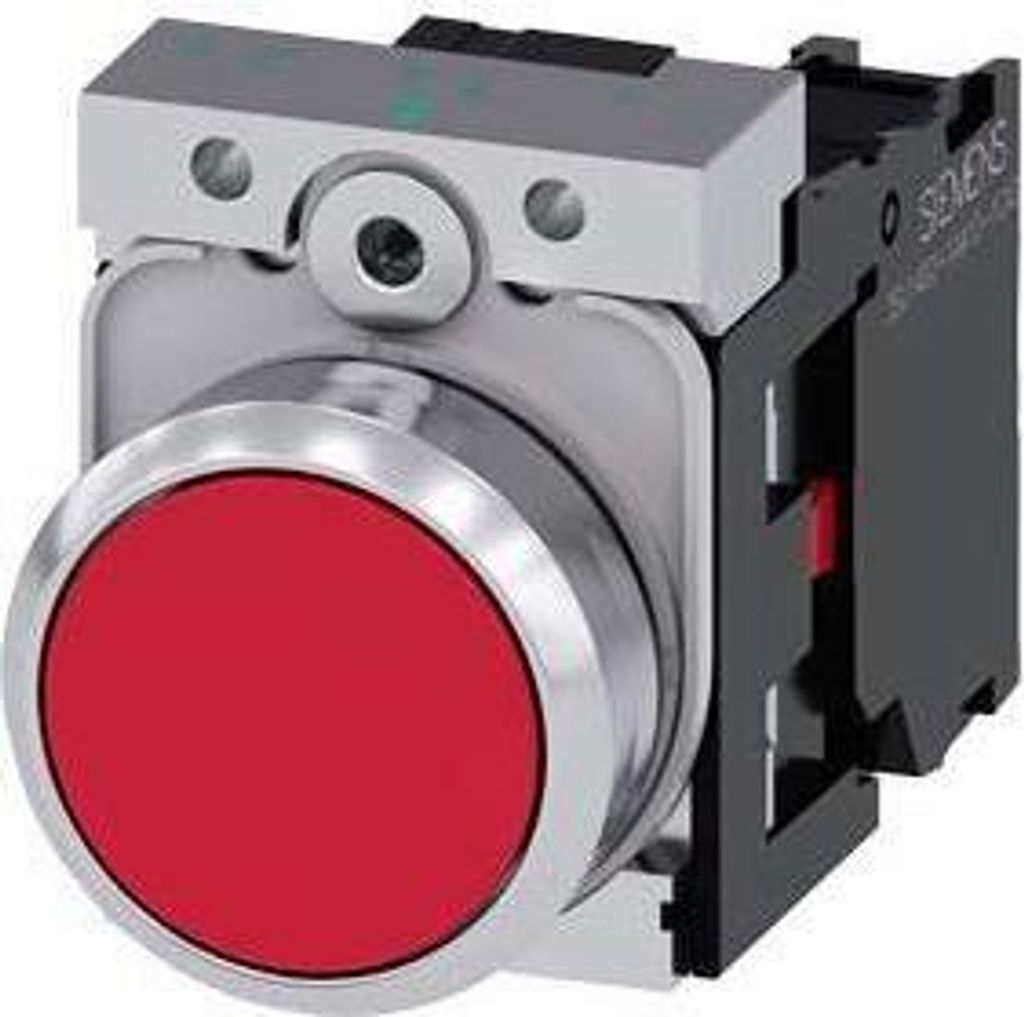 Siemens DRUCKTASTER, ROT, Metall, Kunststoff, Schwarz, Rot, Silber, 500 V, 30 mm, 60,7 mm, 40 mm