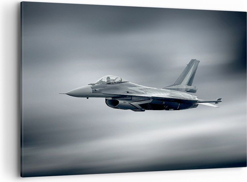 Bild auf Leinwand - Leinwandbild - Flugzeug Himmel Flug - 120x80cm - Wand Bild - Wanddeko - Leinwanddruck - Bilder - Kunstdruck - Wanddekoration - ...