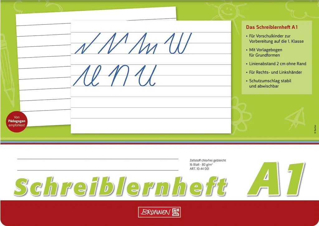 Cahier A4 Brunnen 1044001 lignage 16 pages avec papier premium blanc uni
