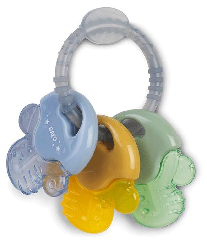 Beißring mit Wasser, Ring mit 3 Schlüsseln, Blau