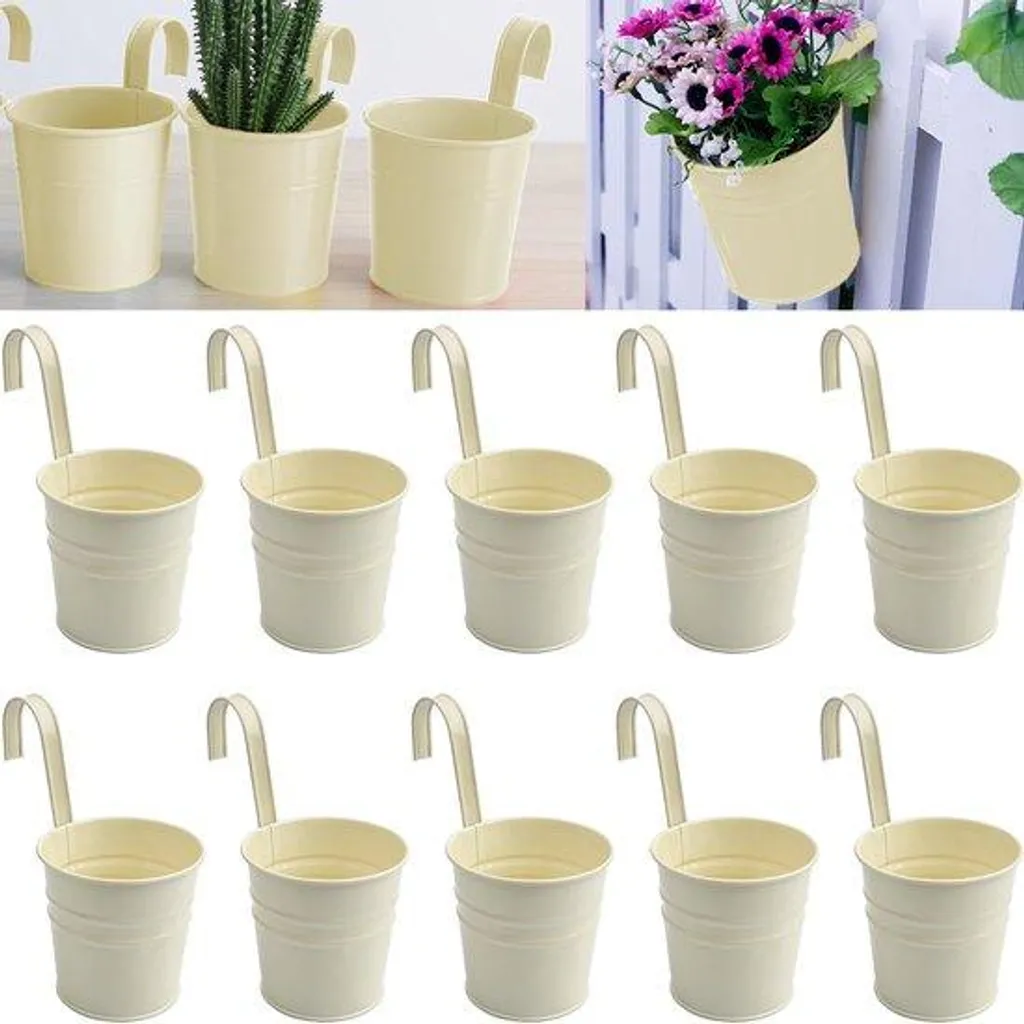 Pots en métal anti-pourrissement avec trous pour balcon étroit x10
