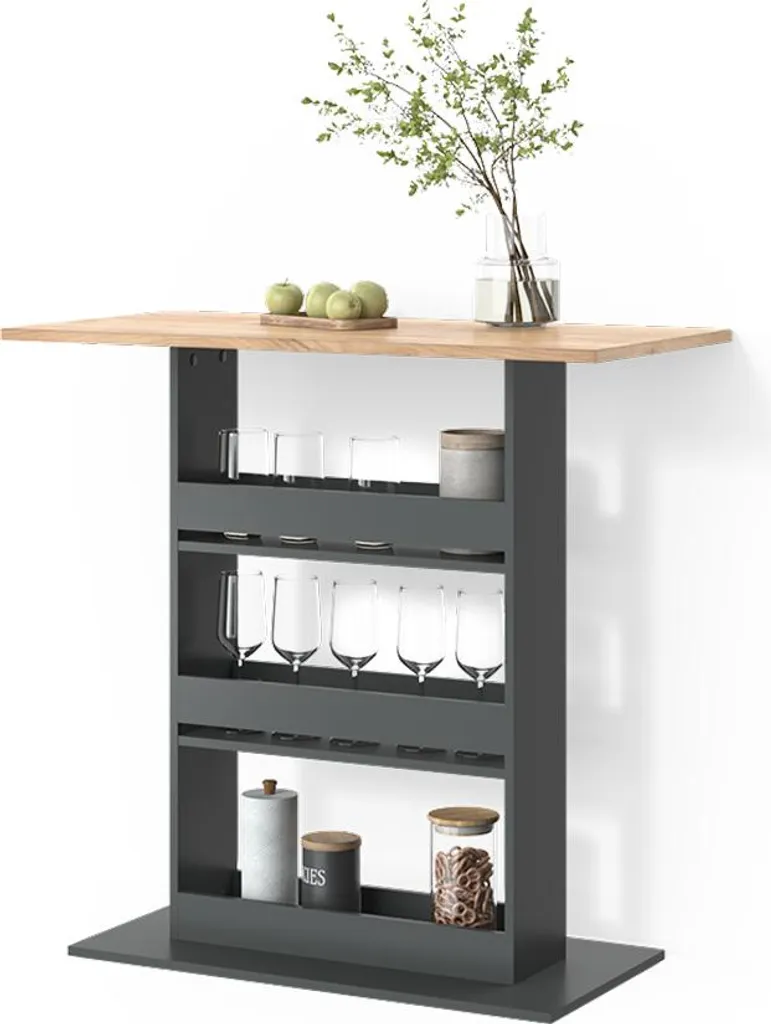 Mange-debout de cuisine Livinity Regusa 110x55cm bois chêne et gris