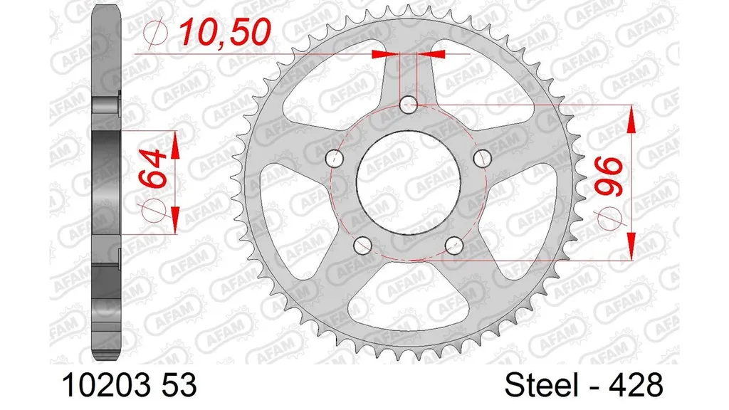Corona AFAM 10203-53 per Viaggi e Off-Road Passo 428 Acciaio - 2