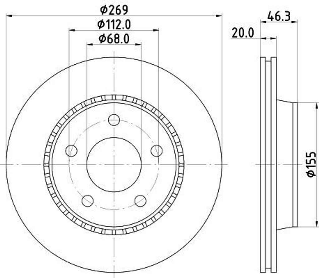 HELLA 8DD 355 101-351 - OE 447615601A Bremsscheibe für A8 (4D)