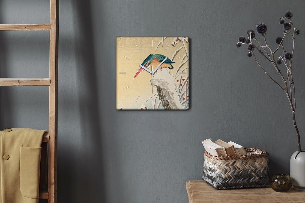Coloray Hodiny Unikátní 30x30 cm Tiché hodiny Pro obývací pokoj a kuchyň Nástěnné hodiny Plátno Bílé ručičky hodin - Kresba zvířete...