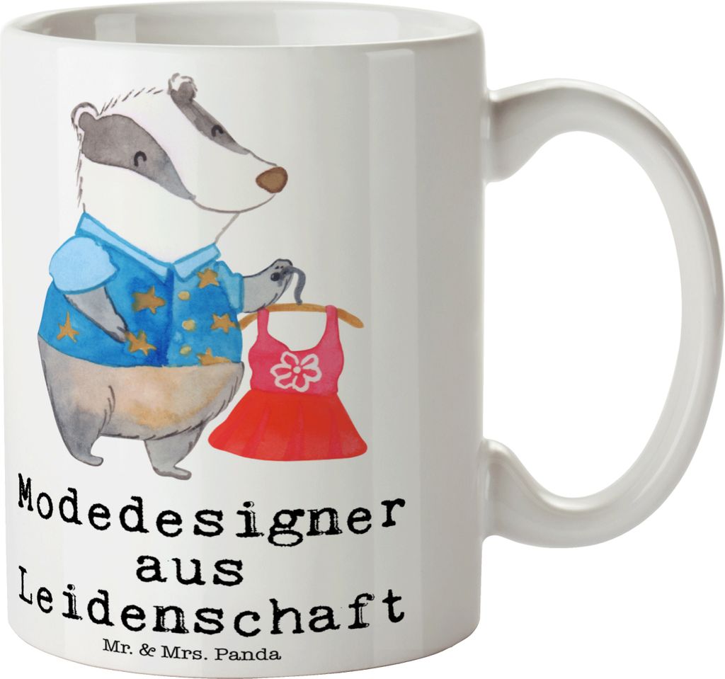 Mr. & Mrs. Panda Becher Modedesigner Leidenschaft - Weiß - Geschenk, Teetasse, Fashion Designer, Witzig, Kaffeebecher, Tasse, Pott, Keramiktasse, ...