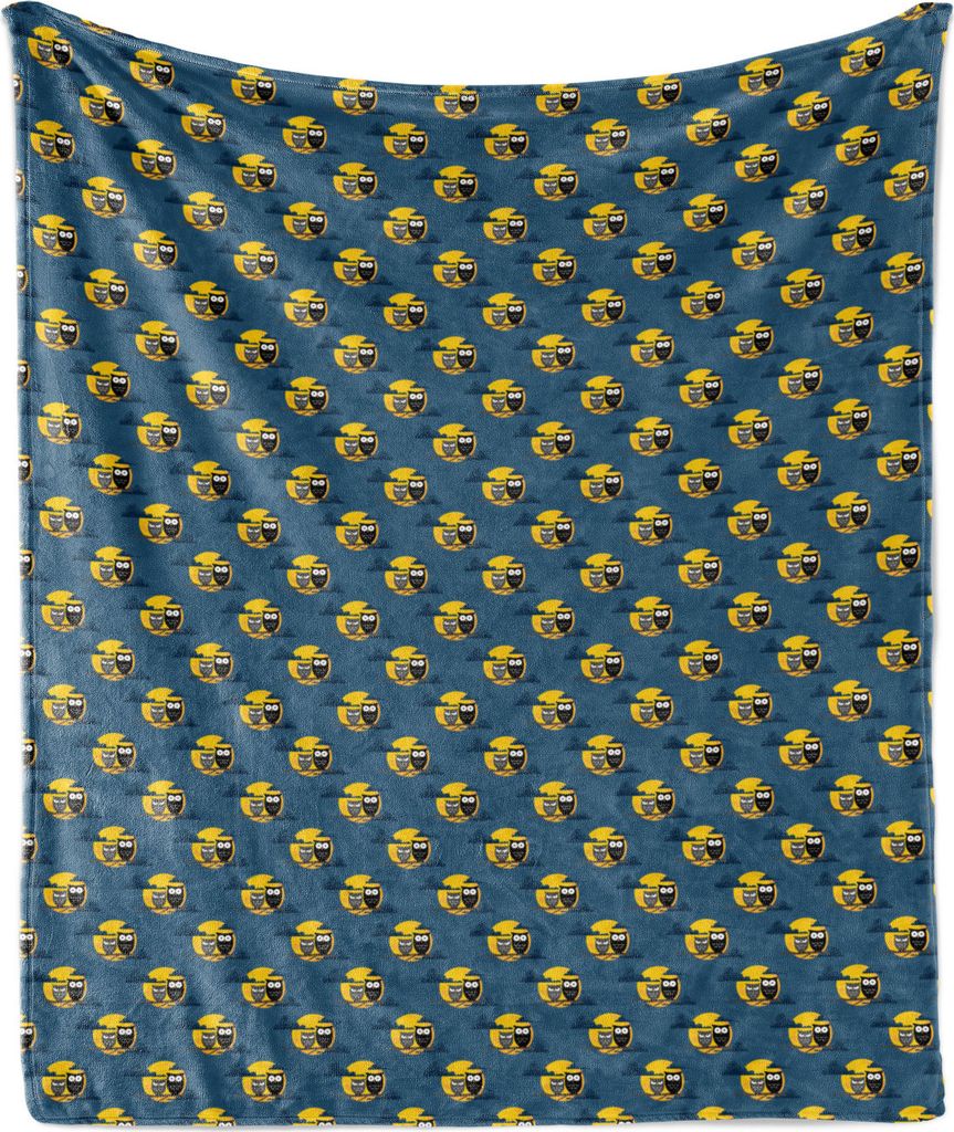 ABAKUHAUS Eule Weich Flanell Fleece Decke, Vögel auf Zweige Vollmond, Gemütlicher Plüsch für den Innen- und Außenbereich, 125 x 175 cm, Dark S...
