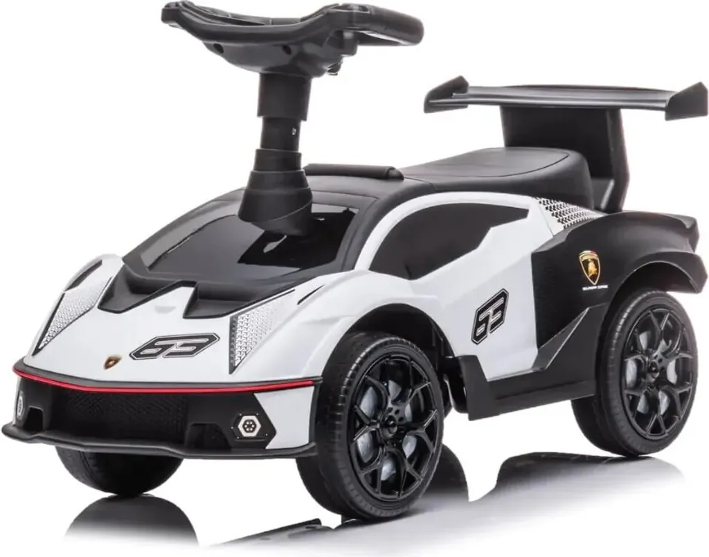 Porteur Voiture Enfant Lamborghini Blanche - Klaxon et Rangement - 1-3 Ans