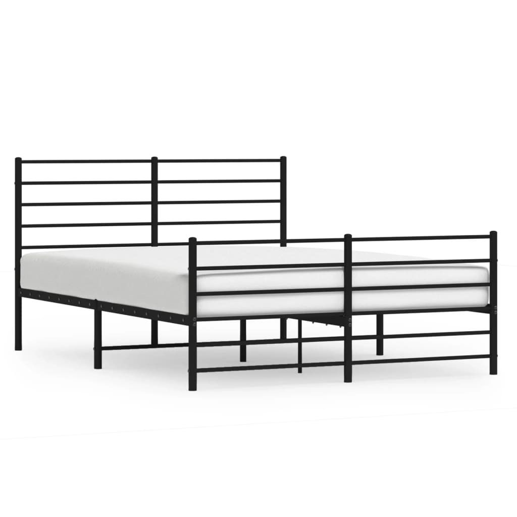 vidaXL Cadre de lit avec tête et pied de lit en métal noir Image du produit 