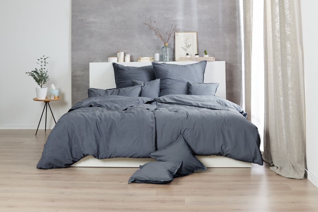 Hahn Renforce Bettwäsche 240x220  stonewashed grau Produktbild 