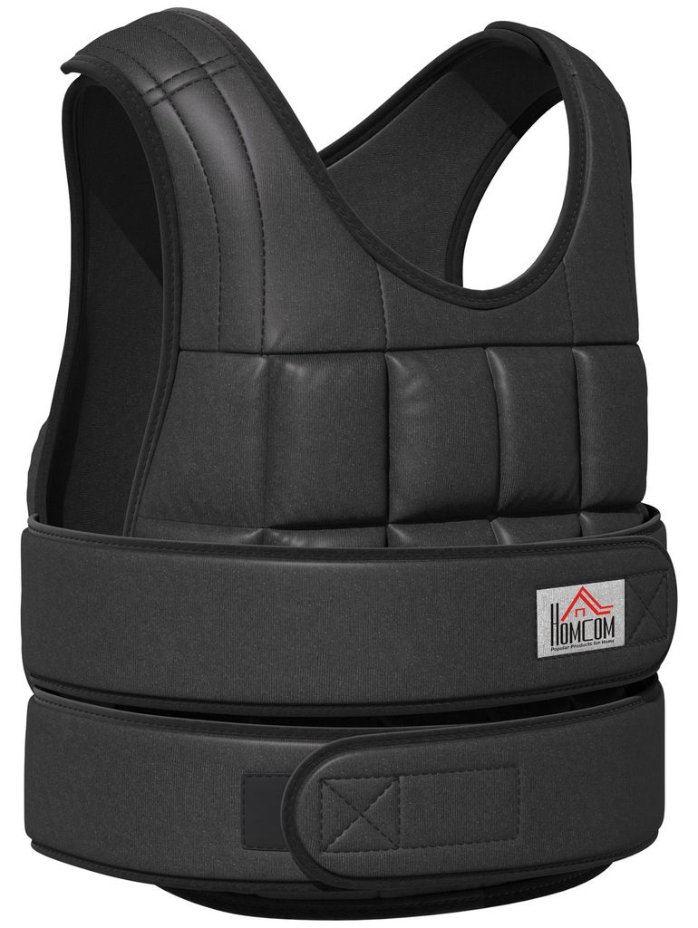 30 kg Gewichtsweste Trainingsweste mit 35 Gewichtssäcke Verstellbar Krafttraining Fitness Oxford Metall Schwarz 60 x 50 cm
